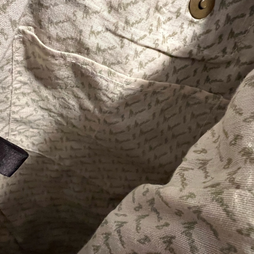 Tan Mona B Woven Tote with Geometric and Lace Details - Picture 10 of 11